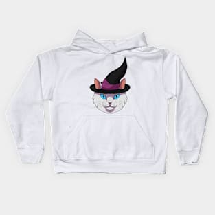 White Witch Cat Kids Hoodie